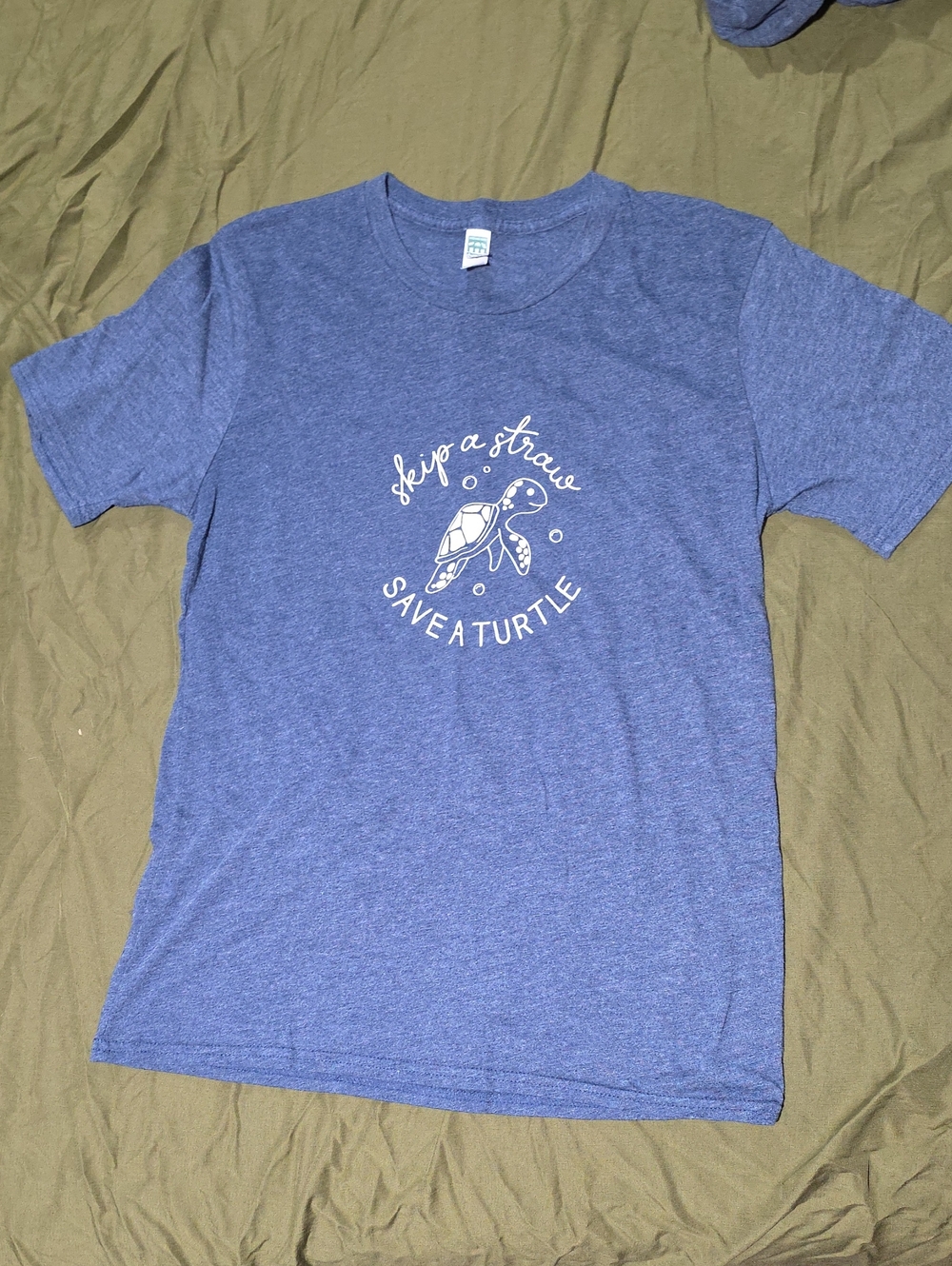 Blue 'Skip a Straw - Save a Turtle' Graphic Tee